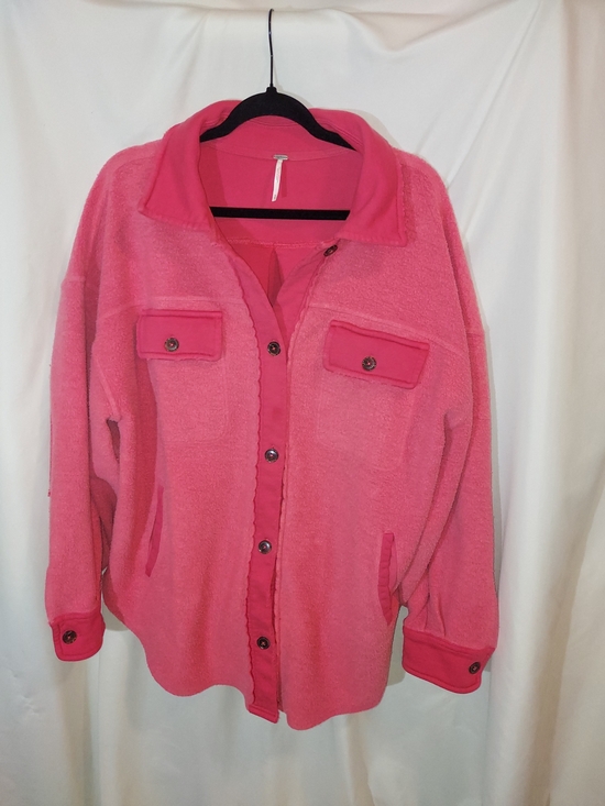 Free People Tops - Free People Ruby Ovetsized Cozy Shacket - Coral / Scarlet Ibis